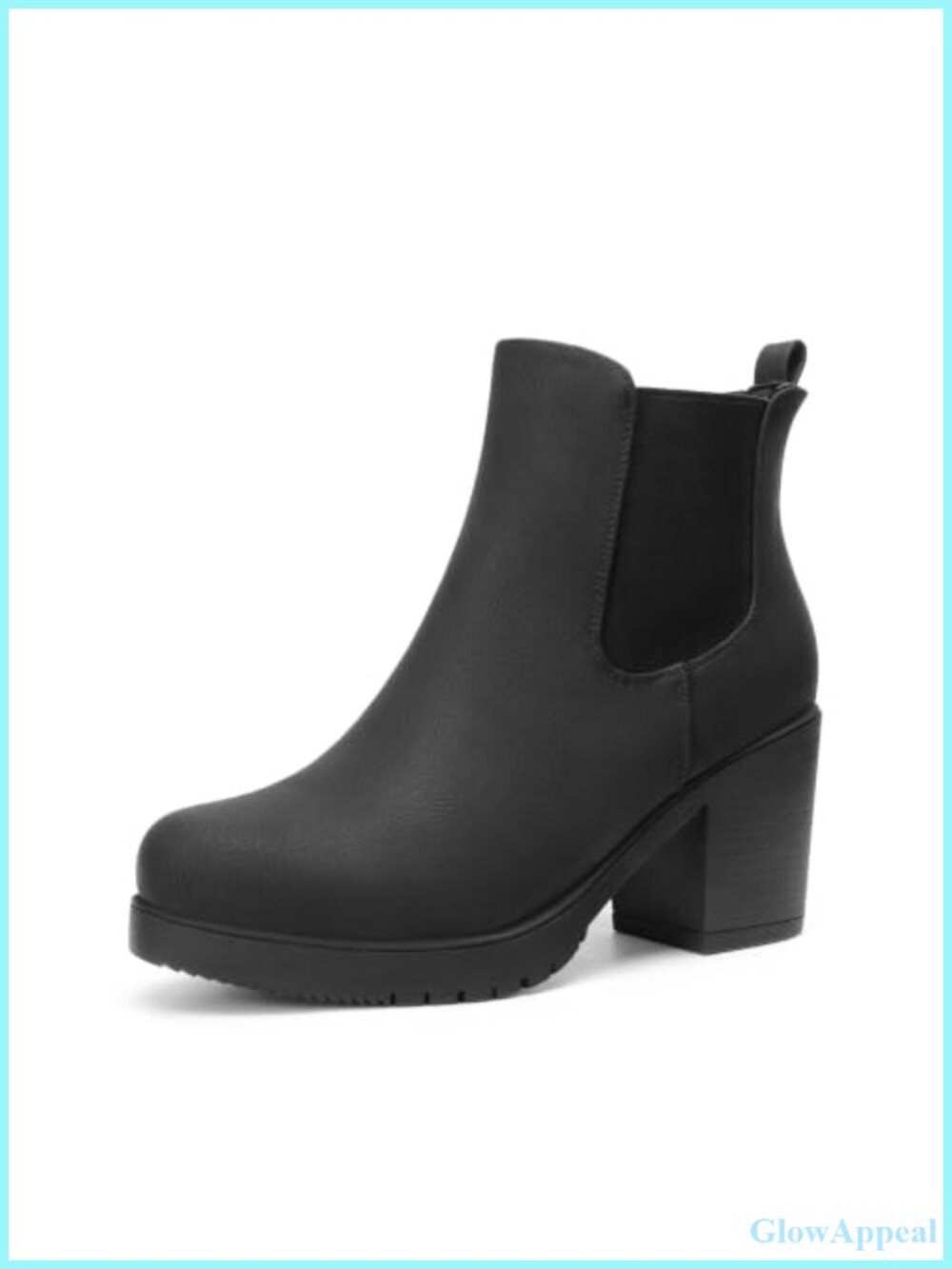 Chelsea Ankle Boots Block Heel Faux Suede Pull On Booties